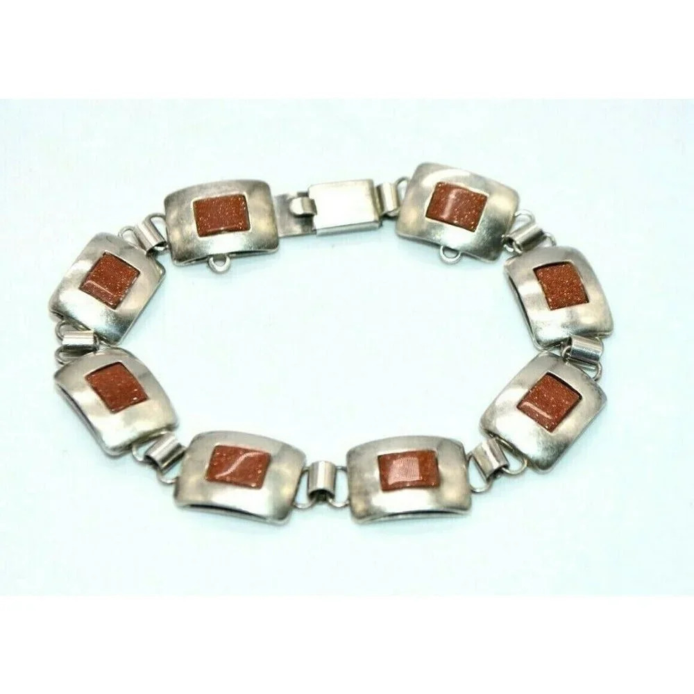 Artist Signed Goldstone Sterling Silver .925 Moder